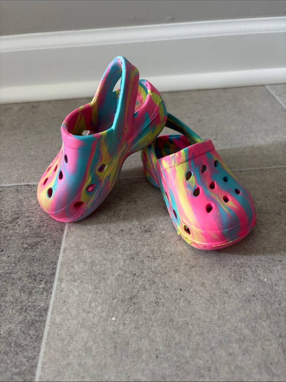 Capelli of New York Kids Foam Clogs in Pink, Blue & Yellow Tie-Dye
